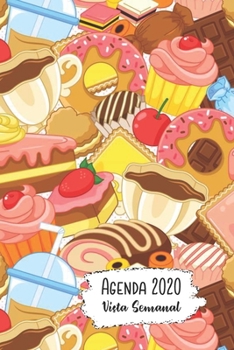 Paperback Agenda 2020 Vista Semanal: 12 Meses Programacion Semanal Calendario en Espanol Diseno Donuts & Caf? Book