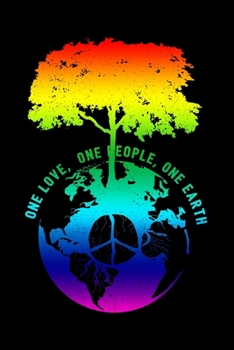 Paperback Notebook: World Peace Sign Rainbow Tree Earth Day Hippie Environment Black Lined Journal Writing Diary - 120 Pages 6 x 9 Book