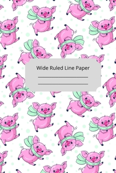Cute Baby Pig Theme Wide Ruled Line Paper