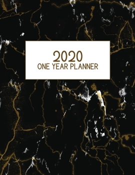 2020 One Year Planner: Jan 2020-Dec 2020, 1 Year Planner, yellow black white marble digital paper cover, featuring 2020 Overview, daily, weekly, ... list, reminders, and goals. 8.5" X 11" sized.