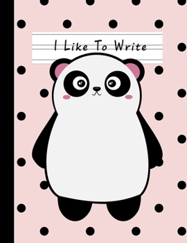 Paperback I Like To Write: Double Line Notebook For Kids - Polka Dots Panda Book