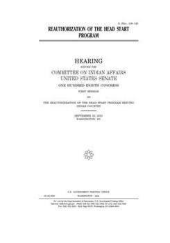 Paperback Reauthorization of the Head Start Program Book