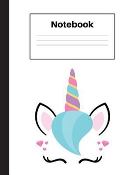 Paperback Notebook: Unicorn Blue Hair, Wide Rule, Notebook Home Office School Student Teacher Homeschool, 7.4 x 9.7 in, 200 pages for kids Book