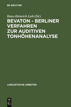 Hardcover Bevaton - Berliner Verfahren Zur Auditiven Tonhöhenanalyse [German] Book