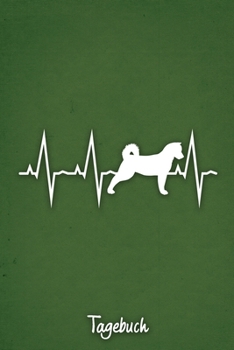 Tagebuch: Grünes liniertes American Akita Hunde Journal Herzschlag ca DIN A5 weiß liniert 110 Seiten (German Edition)