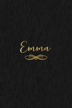 Emma: Personalized Journal to Write In | Black Gold Custom Name Line Notebook