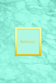 Bethany: Custom dot grid diary for girls | Cute personalised gold and marble diaries for women | Customised Sentimental keepsake notebook doodle journal | Bright blue aqua teal color