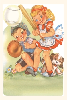 Paperback Vintage Journal Little Children Playing Baseball Book