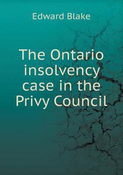 Paperback The Ontario insolvency case in the Privy Council Book