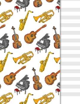 Blank Music Sheet Notebook: Music Manuscript Paper | Staff Paper | Musical Note Book 12 Staves | Piano, Cello & Sax