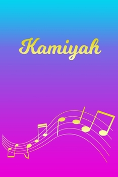 Paperback Kamiyah: Sheet Music Note Manuscript Notebook Paper - Pink Blue Gold Personalized Letter K Initial Custom First Name Cover - Mu Book