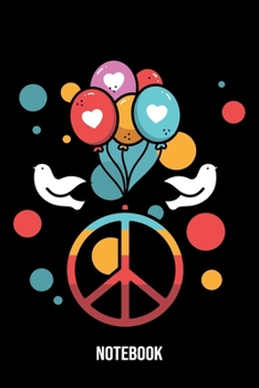 Notebook: Hippie Notebook Blank Dot Grid Hippies Journal dotted with dots 6x9 120 Pages Checklist Record Book Peace Love Take Notes faith hope kindness Planner Paper Christmas Gift for Hippies