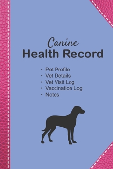 Canine health record: Dog vaccine record book | Pet health record | Puppy vaccine record | 101 pages, 6"x9" | Paperback | purple background ... leather imitation silhouette of black dog
