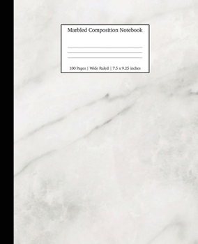 Marbled Composition Notebook: White Marble Paper | Wide Ruled Notebook/Journal Paper (School Subject Notebook)