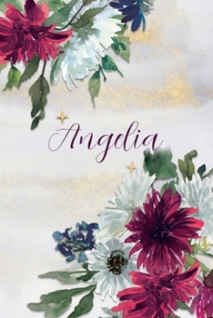 Angelia: Personalized Journal Gift Idea  for Women (Burgundy and White Mums)