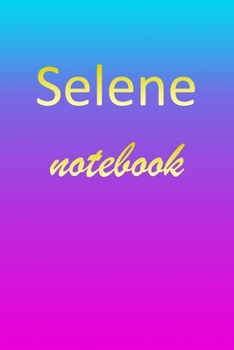 Selene: Blank Notebook | Wide Ruled Lined Paper Notepad | Writing Pad Practice Journal | Custom Personalized First Name Initial S Blue Purple Gold  | ... Homeschool & University Organizer Daybook