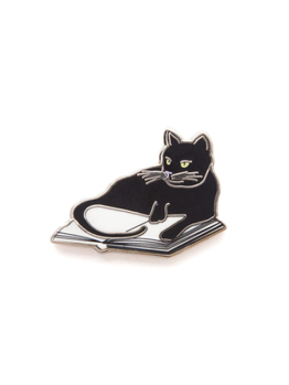 Misc. Bookstore Cats Enamel Pin Book