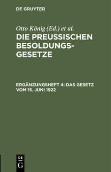 Hardcover Das Gesetz Vom 15. Juni 1922 [German] Book