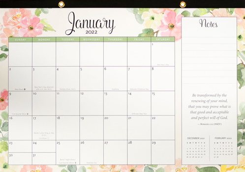 Hardcover 2022 Faith Desk Calendar Pad (12-Month Calendar with Bonus Stickers) Book