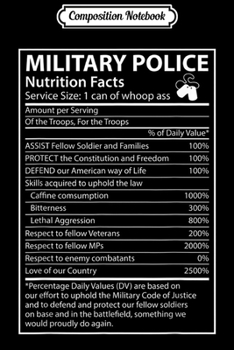 Paperback Composition Notebook: Nutrition Facts Funny Military Police Journal/Notebook Blank Lined Ruled 6x9 100 Pages Book