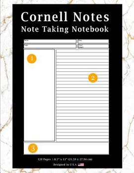 Paperback Cornell Notes Note Taking Notebook: Marble Gold (5) -Note Taking with Cornell Notes System, Notebook for Home, Office & School [classic] Book