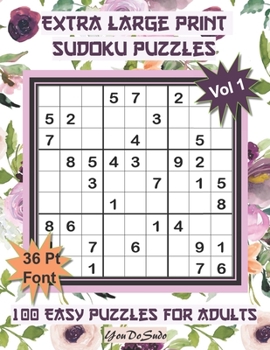 Paperback Extra Large Print Sudoku Puzzles: 100 Easy Puzzles for Adults and Seniors: Pretty Pink Floral Themed Sudoku Gift For Women (Floral Series Vol. 1) [Large Print] Book