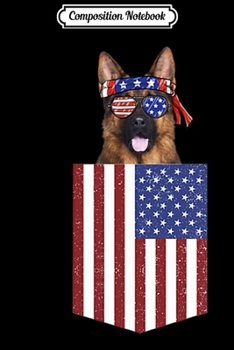 Composition Notebook: German Shepherd Pocket 4th of July American Flag Patriotic Premium  Journal/Notebook Blank Lined Ruled 6x9 100 Pages