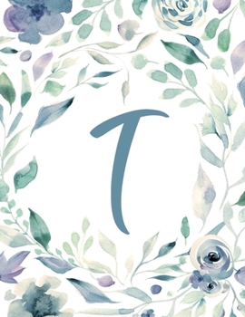 T: Light Purple Floral 8.5”x11” Lined Notebook (Light Purple Floral Alphabet Series - Letter T)