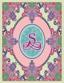 Paperback Journal Notebook Initial Letter "S" Monogram: Fun, Decorative Wide-Ruled Diary. Featuring a Unique Pink and Teal Design with Pistachio Green Backgroun Book