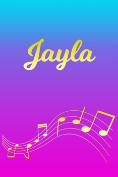 Paperback Jayla: Sheet Music Note Manuscript Notebook Paper - Pink Blue Gold Personalized Letter J Initial Custom First Name Cover - Mu Book