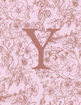 Paperback Y: Monogram Initial Notebook For Women And Girls-Pink And Brown Floral-120 Pages 8.5 x 11 Book