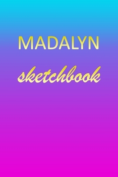 Paperback Madalyn: Sketchbook - Blank Imaginative Sketch Book Paper - Pink Blue Gold Custom Letter M Personalized Cover - Teach & Practic Book