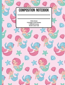 Paperback Composition Notebook Wide Ruled: Mermaid 110 Pages Book