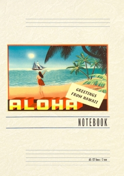 Paperback Vintage Lined Notebook Aloha, Greetings from Hawaii, Hula Girl on Beach Book