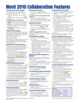 Pamphlet Microsoft Word 2010 Collaboration Features Quick Reference Guide (Cheat Sheet of Instructions, Tips & Shortcuts - Laminated Card) Book