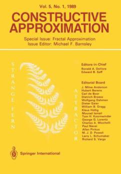 Paperback Constructive Approximation: Special Issue: Fractal Approximation Book