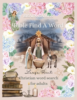 Paperback brain games bible find a word large print: christian word search easy 80 puzzle books for adults with solution Book
