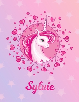 Sylvie: Unicorn Large Blank Primary Sketchbook Paper | Pink Purple Magical Horse Personalized Letter S Initial Custom First Name Cover | Drawing ... | Art Sketch Book| Create & Learn to Draw