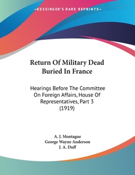 Paperback Return Of Military Dead Buried In France: Hearings Before The Committee On Foreign Affairs, House Of Representatives, Part 3 (1919) Book