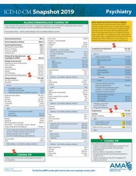 Paperback ICD-10-CM 2019 Snapshot Coding Card: Psychiatry Book