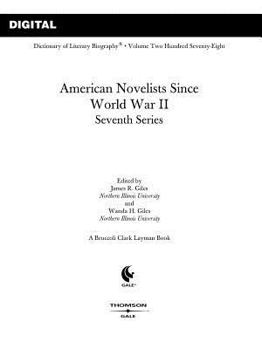 Hardcover Dlb 278: American Novelists Since World War II, Seventh Series Book