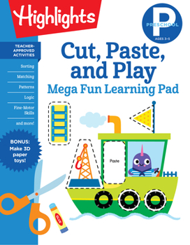 Paperback Preschool Cut, Paste, and Play Mega Fun Learning Pad Book