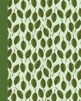 Sketch Journal: Green Leaves 8x10 - Pages are lightly lined with EXTRA WIDE RIGHT MARGINS for sketching, drawing, and writing