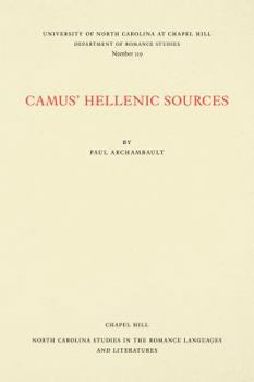 Paperback Camus' Hellenic Sources Book