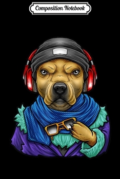 Paperback Composition Notebook: Cool American Bulldog Hipster Music Lover EDM DJ Journal/Notebook Blank Lined Ruled 6x9 100 Pages Book