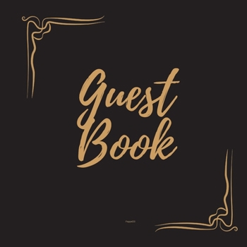 Guest Book - Gold Frame #1 For any occasion Light Green Color Pages 8.5 x 8.5 Inches 82 pages