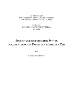 Paperback Studien Zur Griechischen Syntax Dokumentarischer Papyri Der Römischen Zeit [German] Book