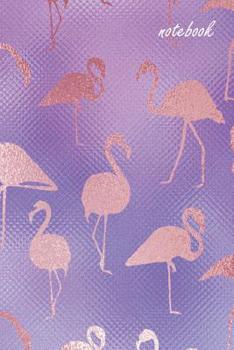 Notebook: Wide Ruled Composition Notebook: Gorgeous Purple & Gold Flamingo Design