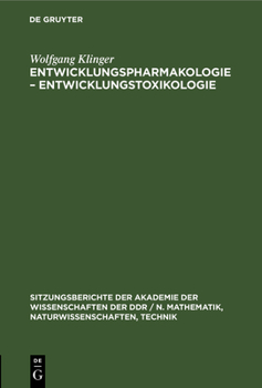 Hardcover Entwicklungspharmakologie - Entwicklungstoxikologie [German] Book