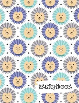 Paperback Sketchbook: Bright Blue Hedgehog Fun Framed Drawing Paper Notebook Book